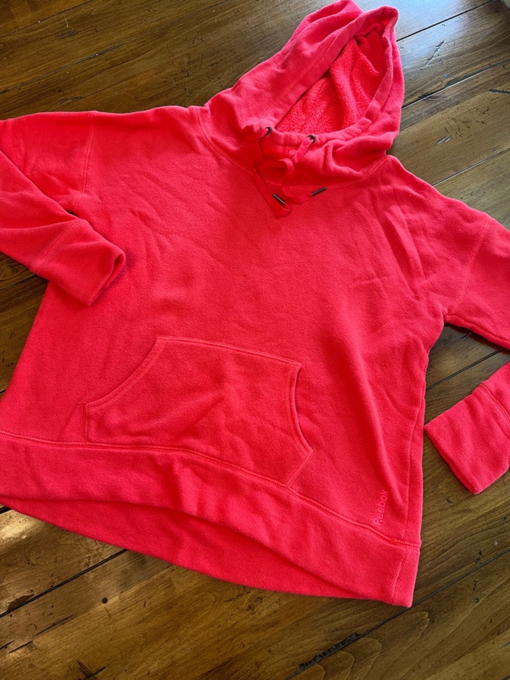 Reebok Women’s Bright Coral Hooded Fleece Pullover Sweatshirt